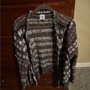CAbi multi fringed sweater
